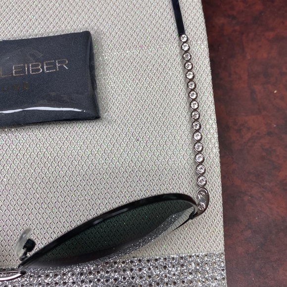 Judith Lieber Couture MadeinItaly Crystal Top Bottom Frames Oversized Aviators - Picture 11 of 16